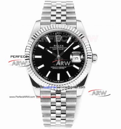DDF Replica Rolex Datejust 41 Black Stick Marker Face Jubilee 3235 Movement Watch